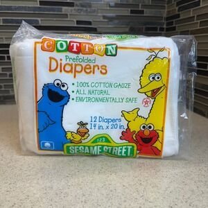 Vintage Sesame Street Prefolded Cotton Gauze Diapers 10ct Open Pack 14x20 2003
